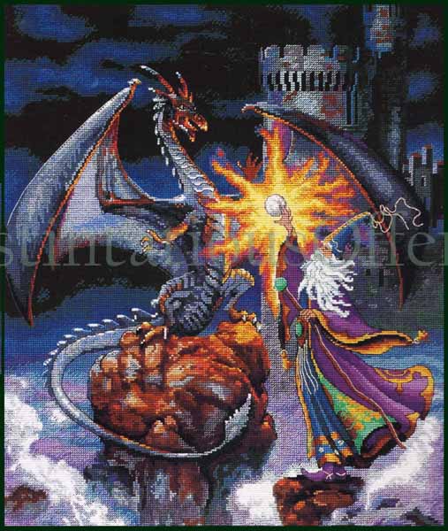 Rare Maitz Fantasy Magic CrossStitch Kit Wizards Dragon Crystal