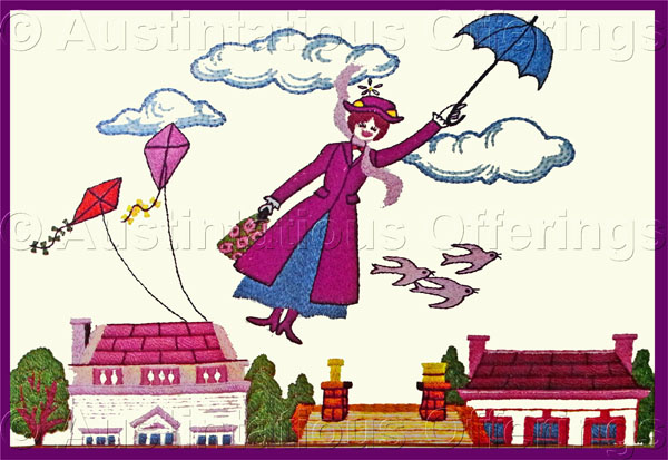 Rare Disney Nanny Crewel Embroidery Kit PL Travers Mary Poppins