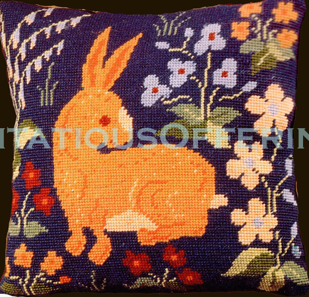 Rare Stella Edwards Medieval Rabbit Needlepoint Kit Mille Fleurs Hare