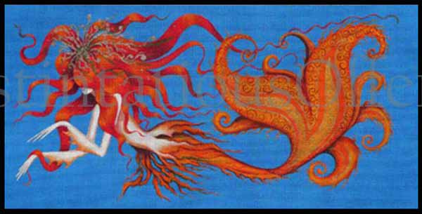 Leigh HandPainted Sea Sirens Needlepoint Canvas Melusine Mermaid