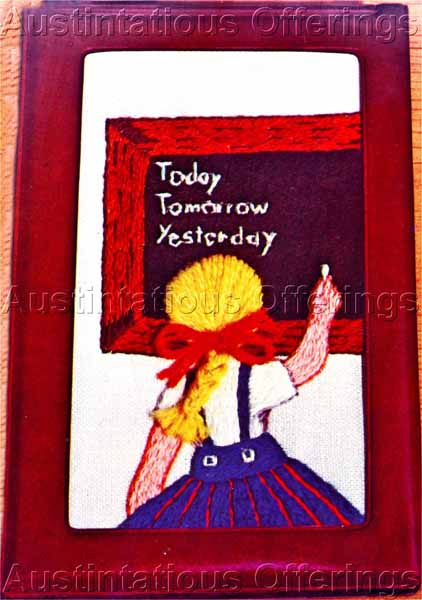 Rare Veres Note Pad Crewel Embroidery Kit School Girl Chalkboard