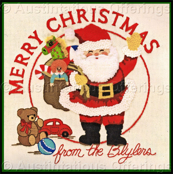 Rare Blyler Santa Christmas Greetings Crewel Embroidery Kit