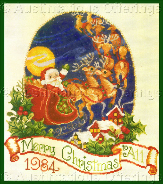 Rare Giampa Christmas Postcard CrossStitch Sampler Kit MerryXmas
