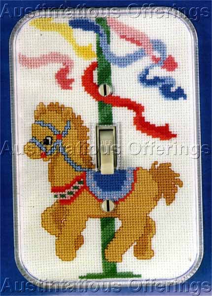 Carousel Horse Acrylic Switchplate Cover Cross Stitch Kit
