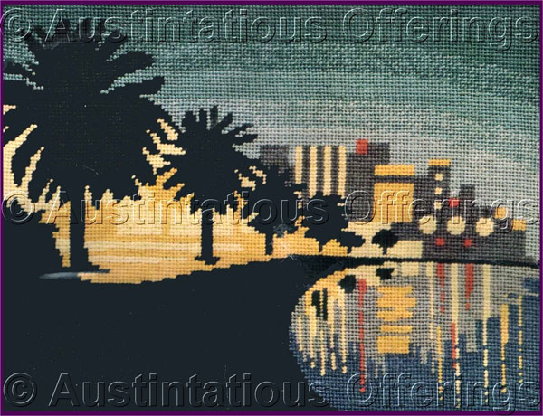 Rare Vintage Travel Poster Style Skyline Needlepoint Kit Miami