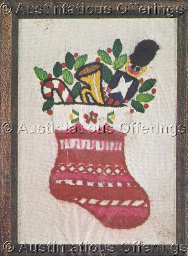 Miniature Holiday Crewel Stocking Picture Kit