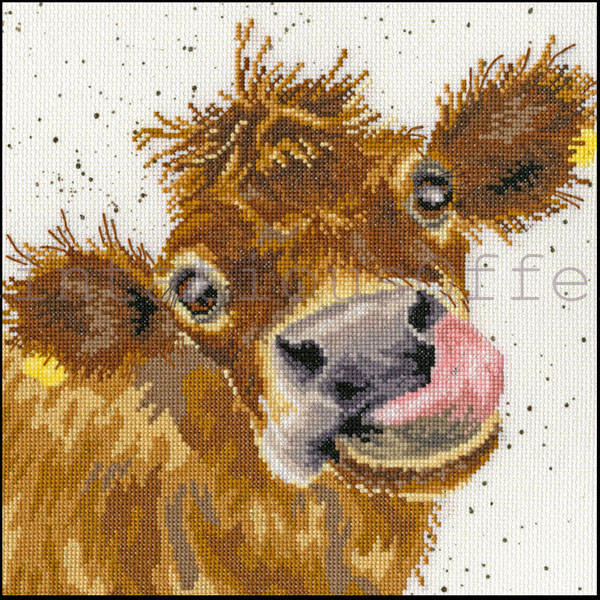 Hannah Dale Wrendale Animals Brown Cow Cross Stitch Kit Moo
