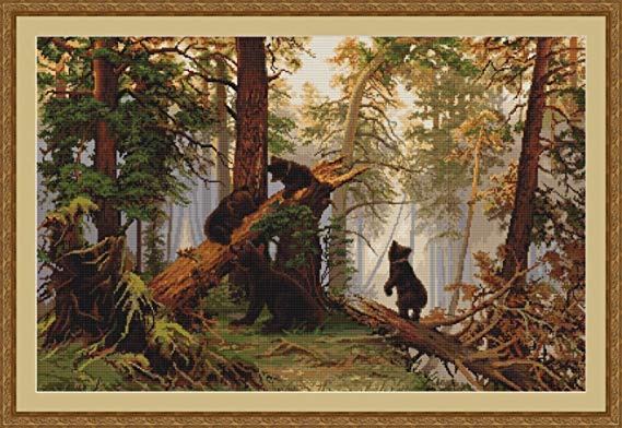 Bears Pine Forest Repro CrossStitch Kit Clumsy Bear Chocolates