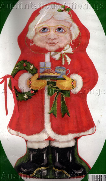 Rare Leclair Mother Christmas Needlepoint Pillow Doll Kit