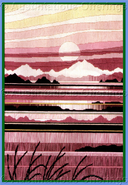 Rare Moonlit Lake Longstitch Needlepoint Kit Mountain Reflection