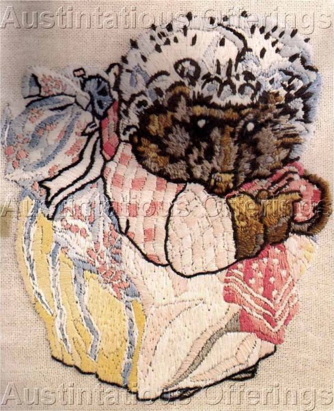 Rare Beatrix Potter Crewel Embroidery Kit Mrs Tiggy-Winkle