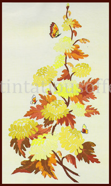 Rare June McClean Chrysanthemums Crewel Embroidery Kit