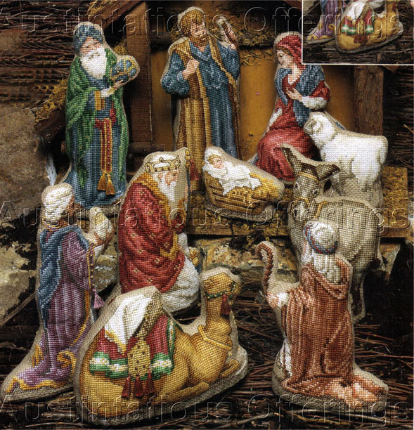 Rare Nativity FiguresSet CrossStitch Kit HolyFamily Magi Animals