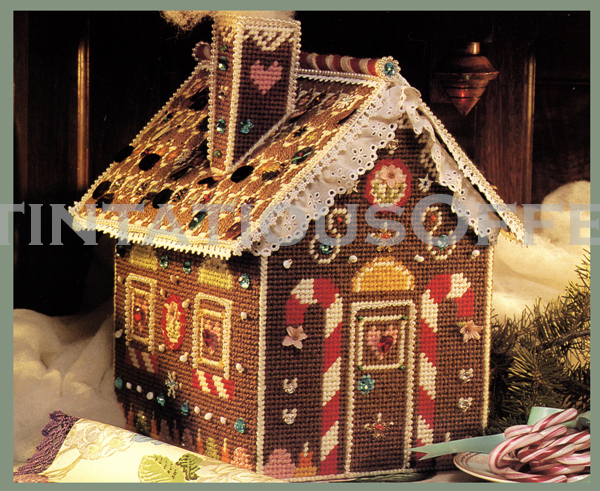 RARE WITTMACK CHRISTMAS GINGERBREAD 3D BUILDING PLASTIC CANVAS NEEDLEPOINT KIT