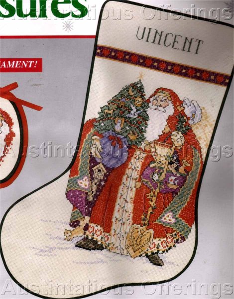 Rare JudithAnn Griffith FatherChristmas CrossStitch Stocking Kit