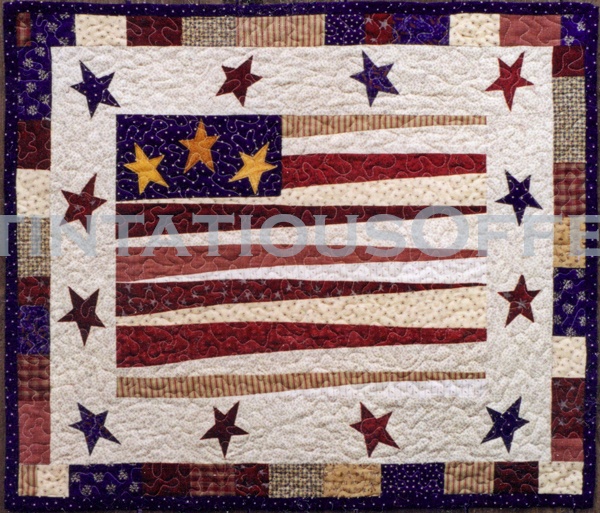 Rare Patriotic Wall Quilt Old Glory FolkArt Flag Stars Stripes