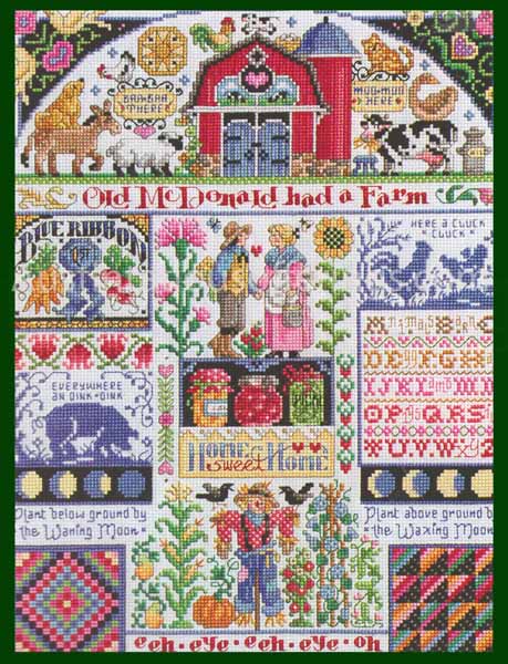 Rare Orton Folkart Farm CrossStitch Sampler Kit Old MacDonald