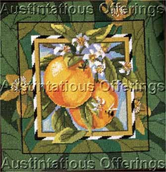 Rare Rossi Tropical Citrus Fruit Needlepoint Pillow Kit Oranges