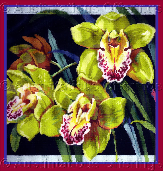 Rare Rossi ExoticFloral Needlepoint Kit ElegantCymbidium Orchids