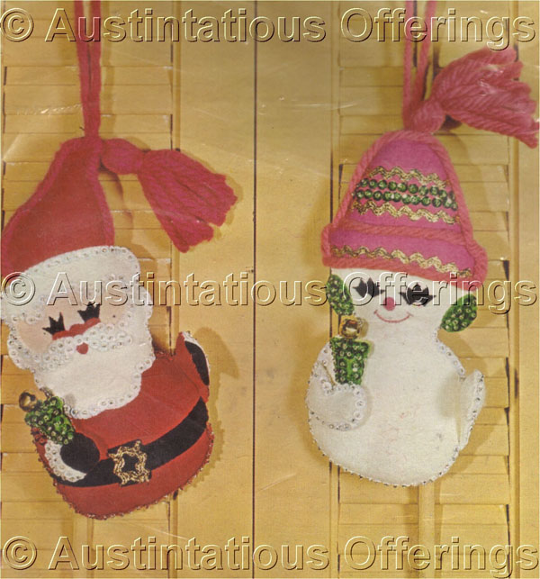Vintage Felt Applique Christmas Ornament Pair Kit