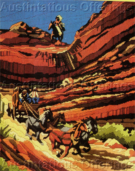 Rare Reinardy Rocky Canyon Longstitch Needlepoint Kit Stagecoach