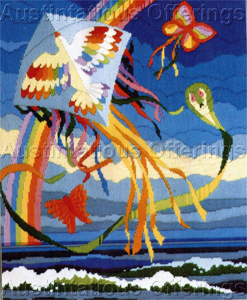 Rare Reinardy Rainbow Longstitch Needlepoint Kit Beachside Kites
