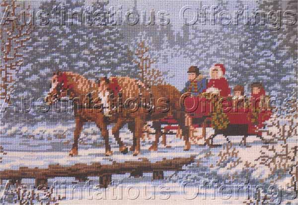 Winter Clydesdales Needlepoint Kit by Liz Christmas Sleigh Ride