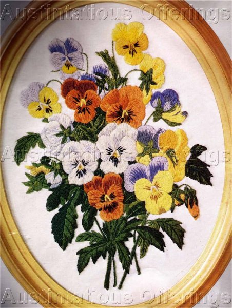 Wilson Springtime Pansy Nosegay Crewel Embroidery Kit Pansies