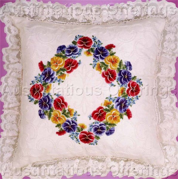 Eleanor Engel Jewel Tone Pansy Candlewicking Crewel Embroidery Kit
