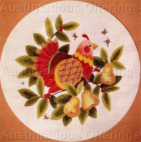 Marchie FolkArt Bird Twelve Days Christmas Crewel Embroidery Kit