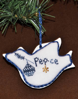 Christmas Ornament Kit Cross Stitch Wooden Folk Art Dove