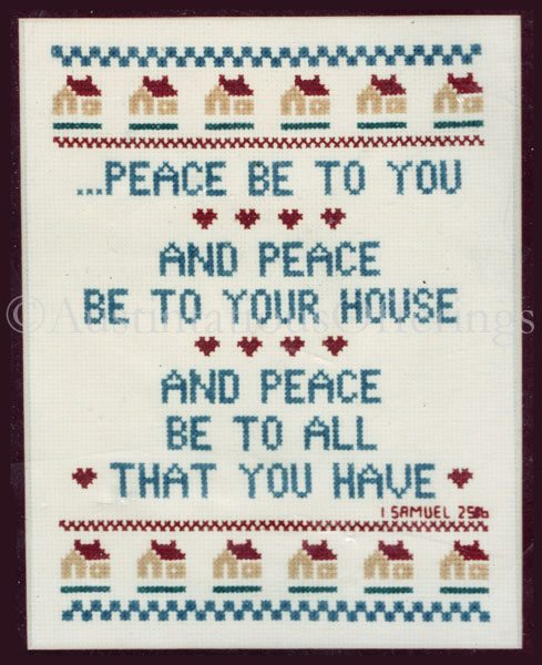 Inspirational Peace Be To You Stamped CrossStitch Kit I Samuel