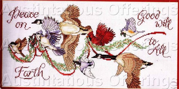 Gwyn Wahlmann Wild Birds Christmas Cross Stitch Kit Peace