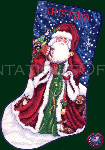 Rare Collins Peace on Earth Father Christmas Needlepoint Stocking Kit