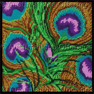 Iridescent Peacock Feather Close View Needlepoint Kit Feathers