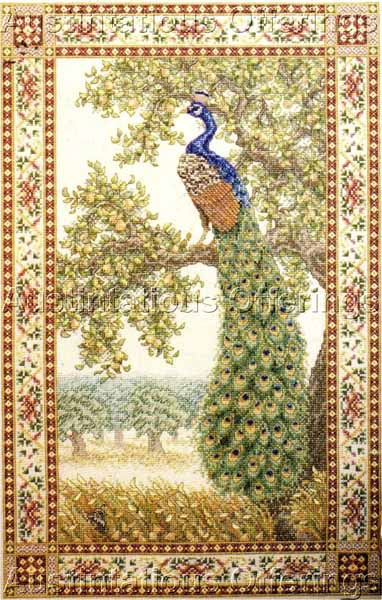 Rare Wentzler Peacock Cross Stitch Kit Orchard Tapestry