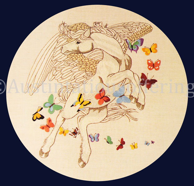 Rare Powell Magical Butterflies Pegasus Crewel Embroidery Kit