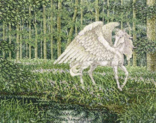Wentzler Fantasy Pegasus in Forest Cross Stitch Kit Restful Pond