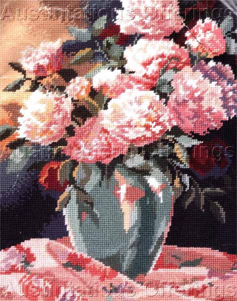 Rare Erin Dertner Lush Peonies Needlepoint Kit Floral Bouquet