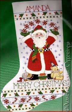 Rare Engelbreit Crewel Embroidery Stocking Kit SantasPeppermints