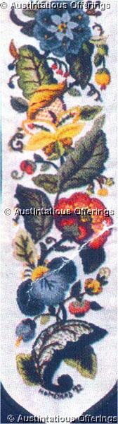 Rare English Jacobean Floral Bell Pull Crewel Embroidery Kit