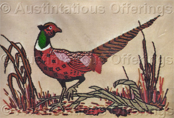 Rare Game Fowl Crewel Embroidery Kit  Pheasant Bird of Field