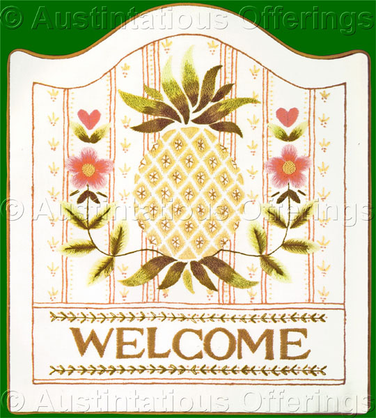 Rare Marchie Welcome Crewel Embroidery Kit Pineapple Hospitality