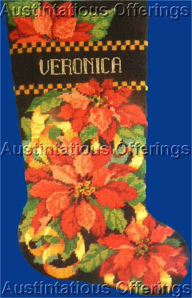 Rare Baatz Christmas Floral Needlepoint Stocking Kit Poinsettias
