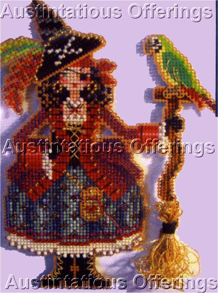 Halloween Witch Sisters Bead CrossStitch Kit Brooke Books Polly