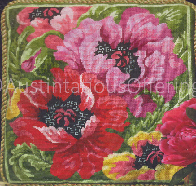 Rare Peterson Lush Floral Needlepoint Kit Bold Poppy Blooms