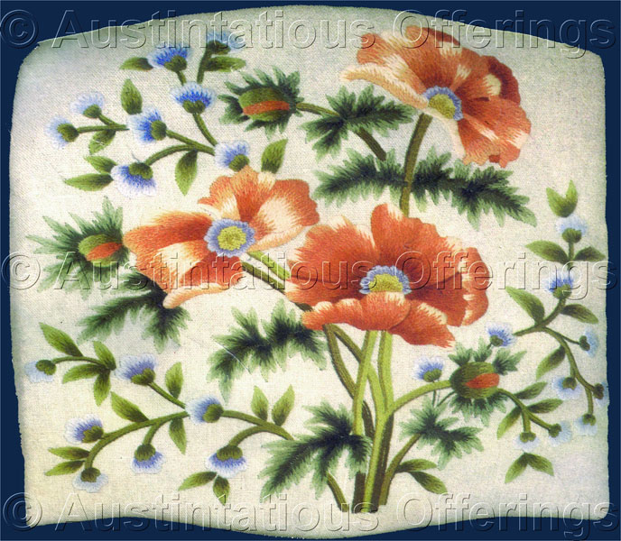 Rare Williams ClassicFloral Crewel Embroidery Kit Poppy Seat Lee