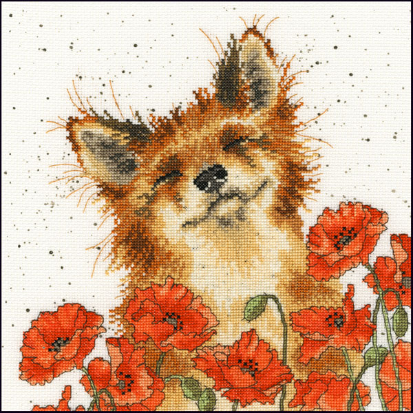 Hannah Dale Wrendale Animals Fox in Poppies Cross Stitch Kit