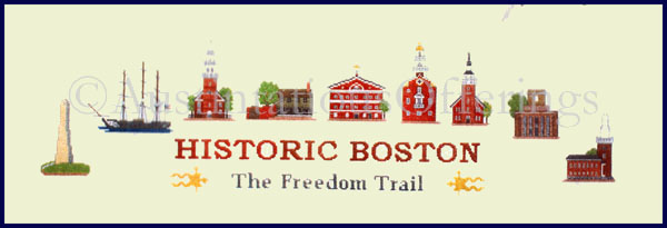 Rare Historic Boston  The Freedom Trail Cross Stitch Sampler Kit