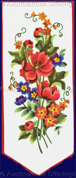 Rare Poppies Primroses Crewel Embroidery Kit BellPull Williams
